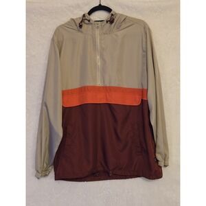 Beautiful Giant‎ USA Mens Large Windbreaker/Pullover Beige/Burgundy Color Block